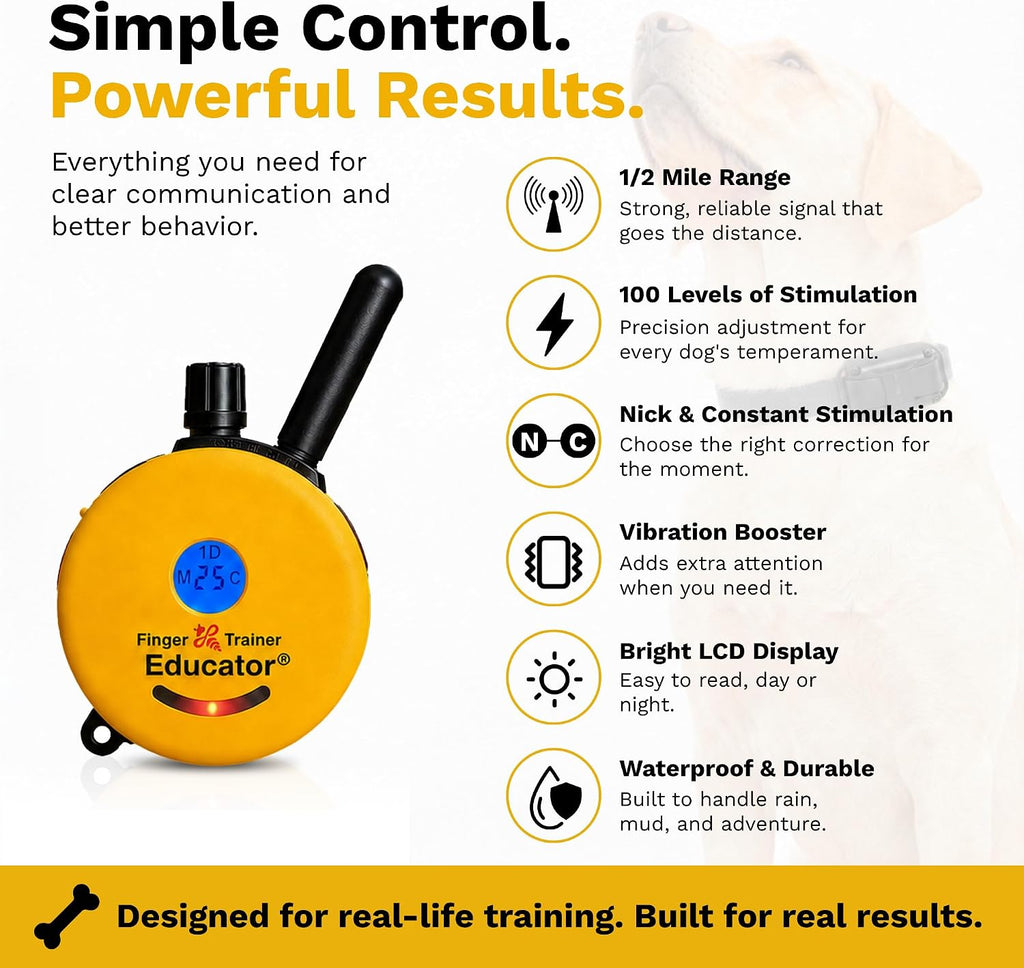 educator ft-330 finger trainer e collar for dog, front angle view