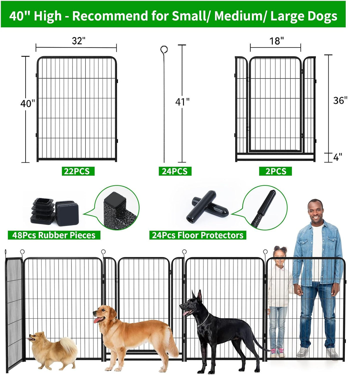 kfvigoho dog playpen outdoor extra wide 24 panels, side view