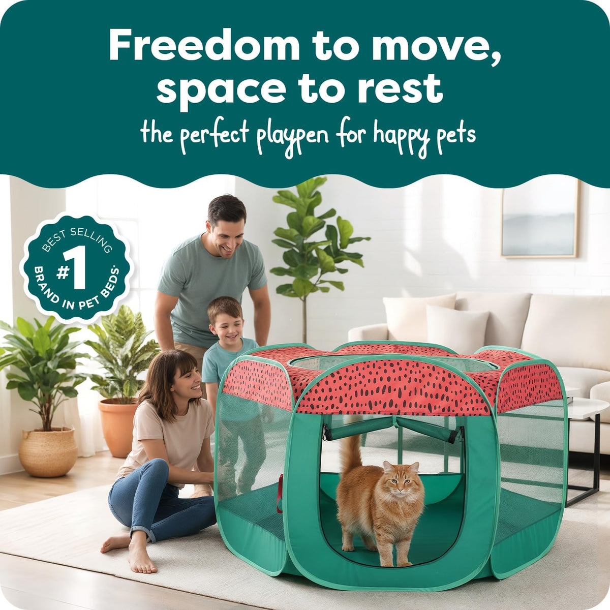 furhaven soft-sided dog & cat playpen, portable foldable shown in use