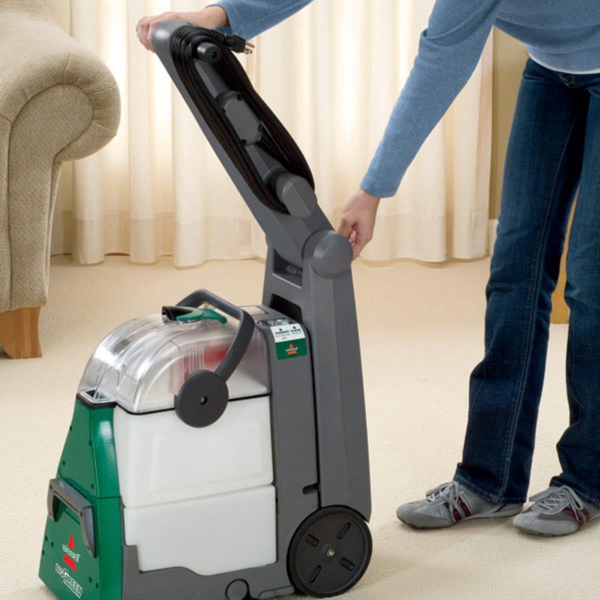 bissell biggreen commercial bg10 deep cleaning carpet extractor, side view
