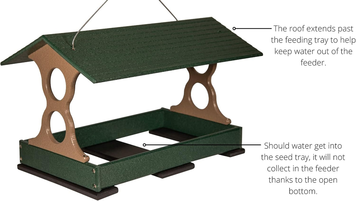 jcs wildlife fly thru bird feeder for outdoors showing dimensions