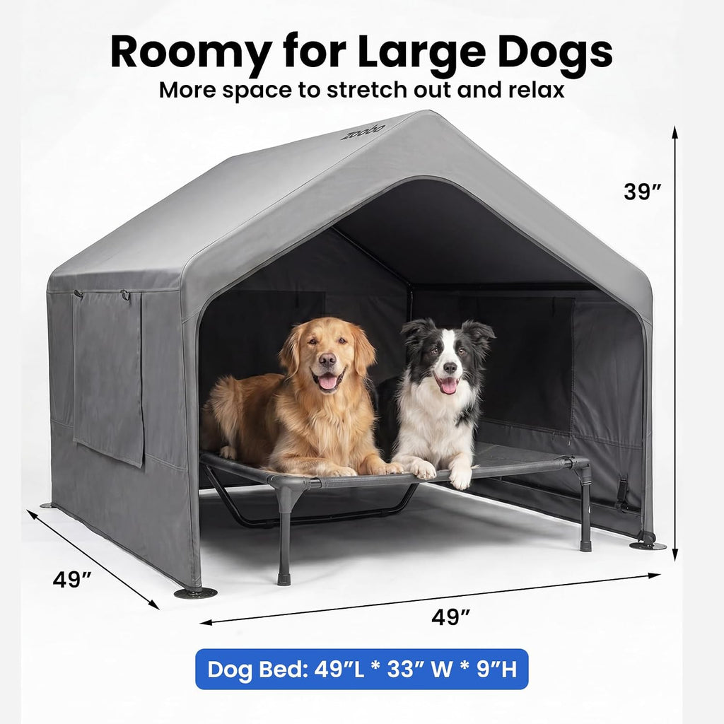 zooba extra large dog shade with elevated bed on a desk or shelf