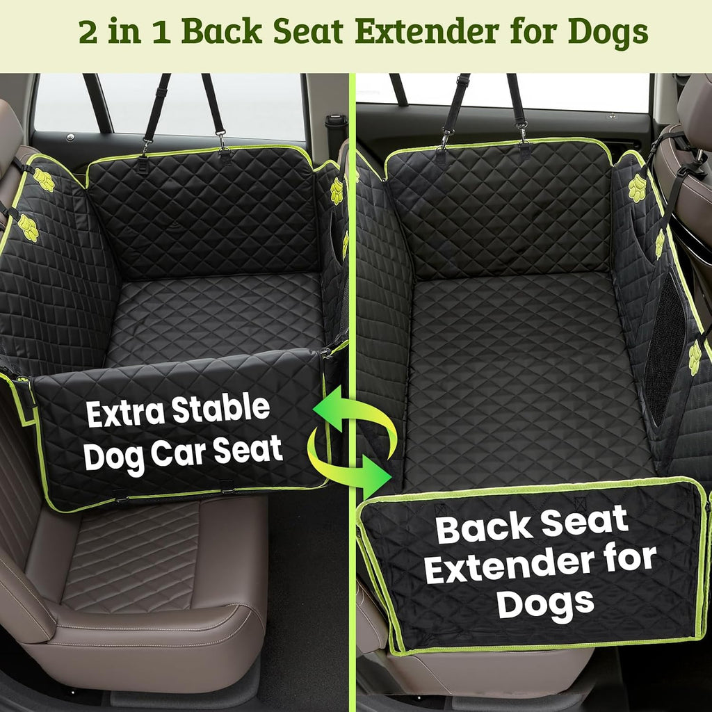 2-in-1 dog car seat cover for back seat shown in use
