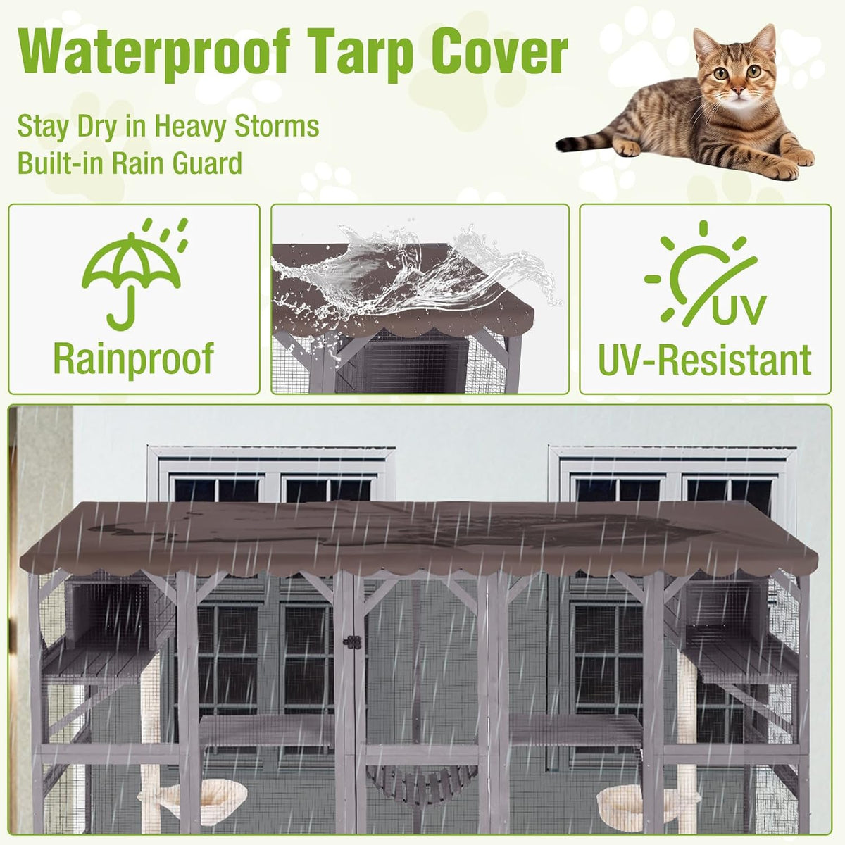 gutinneen extra-large catio, 104" wall-mounted outdoor cat enclosure, side view