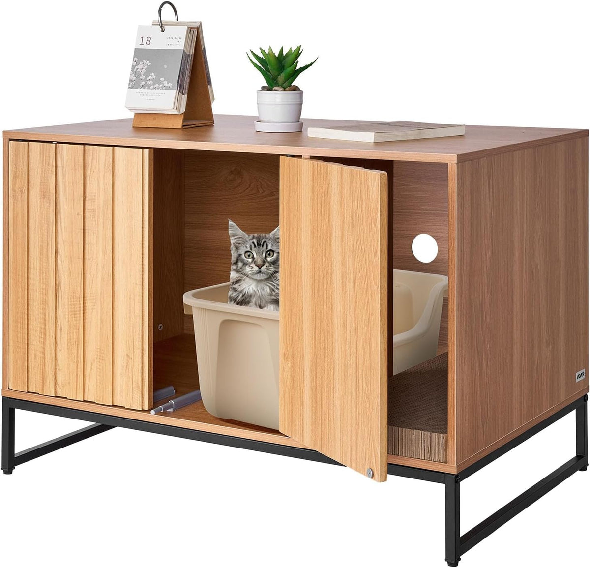vevor cat litter box enclosure furniture, 31.5 in, main product view