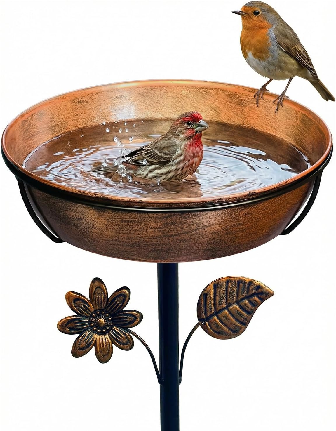 12" metal bird bath for outside, 3" deep, main product view