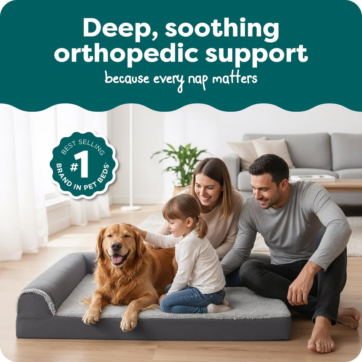 furhaven orthopedic dog bed for large dogs w/ shown in use