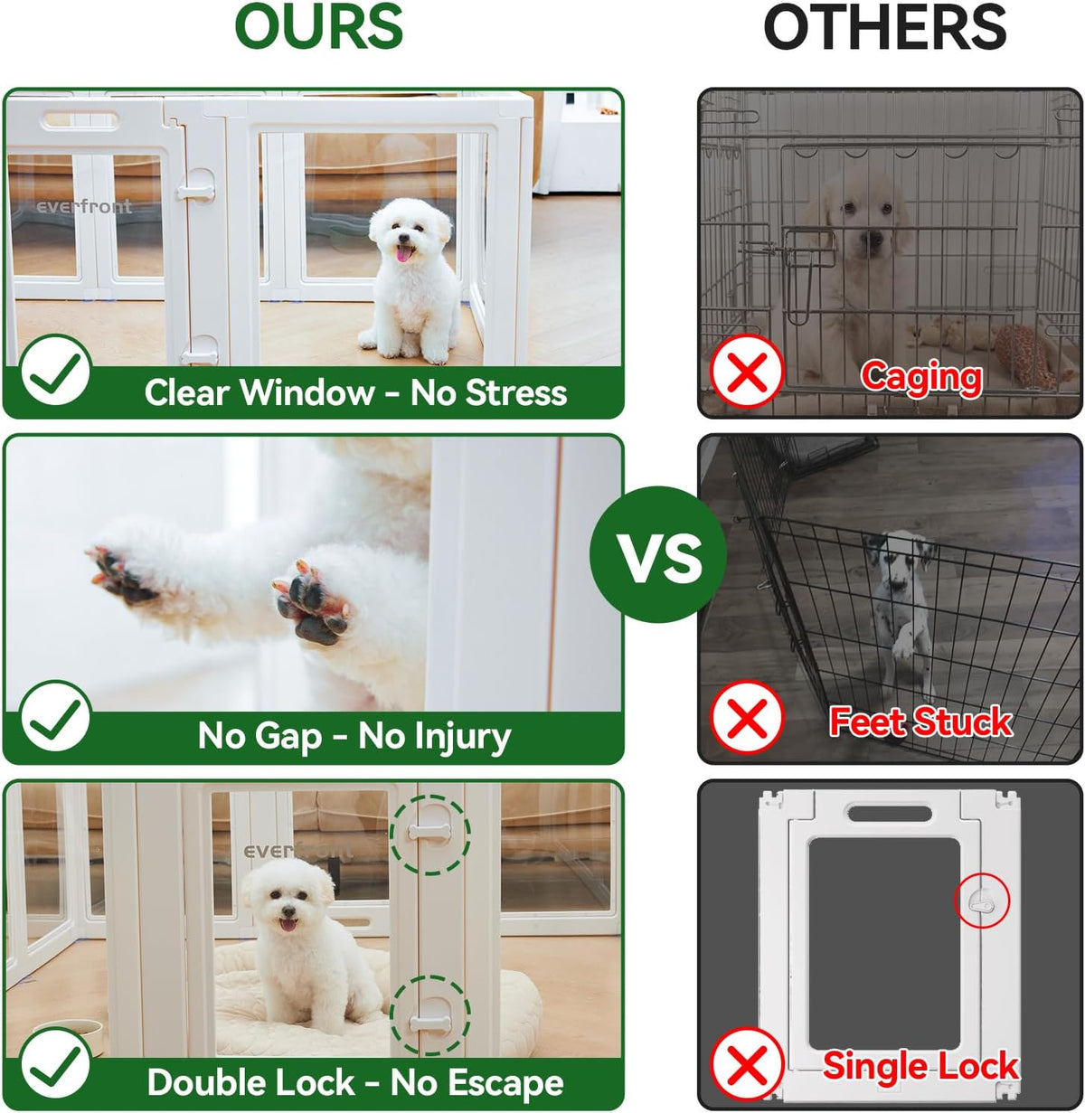 everfront clear acrylic dog playpen indoor, 30" h, close-up detail