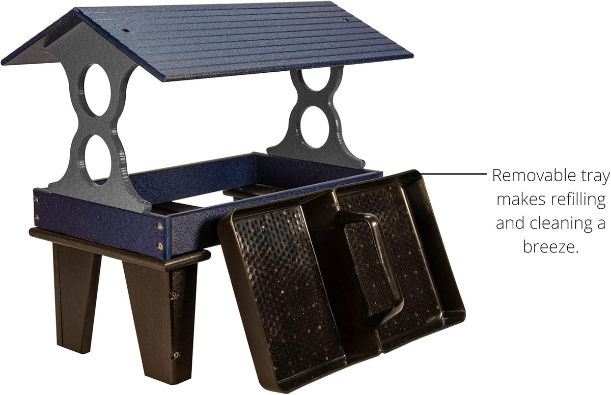 jcs wildlife large ground fly thru bird feeders, close-up detail