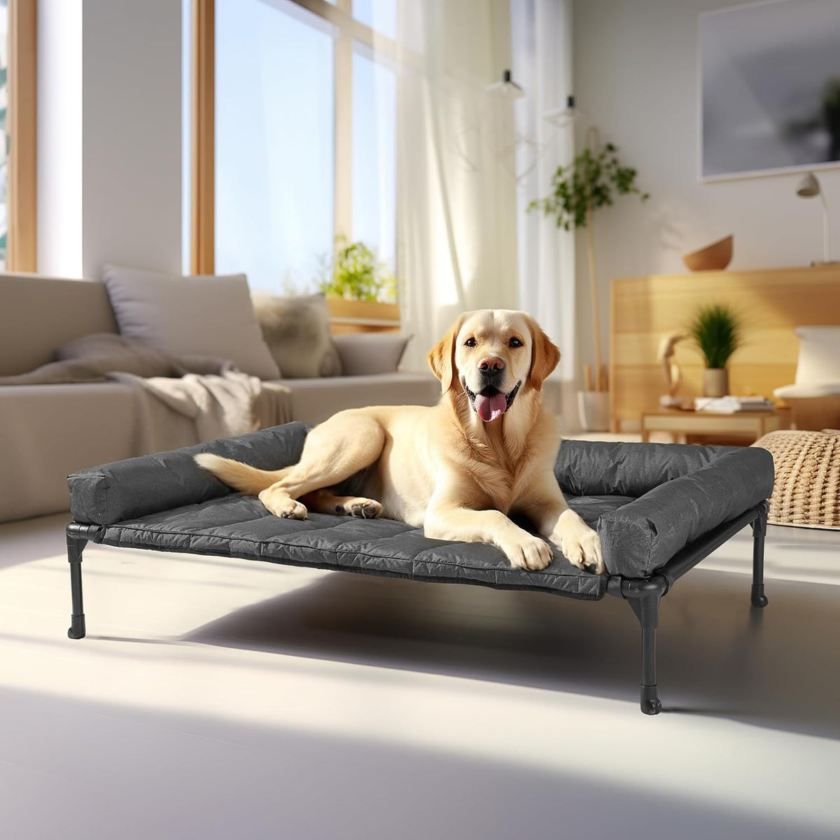 veehoo outdoor elevated dog bed with waterproof bolster, main product view