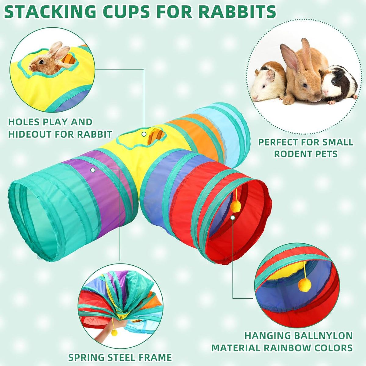 rabbit starter kit litter box bunny tunnel pet showing dimensions
