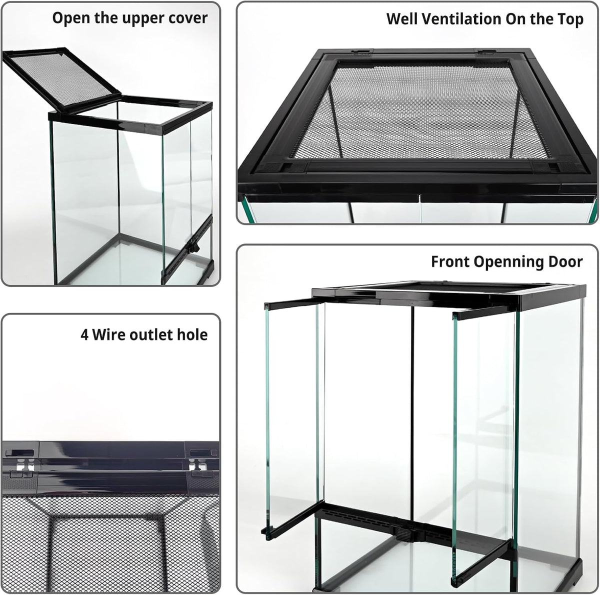 11 gallon tall reptile glass tank 12"x12"x18",pre-assembled vertical showing dimensions