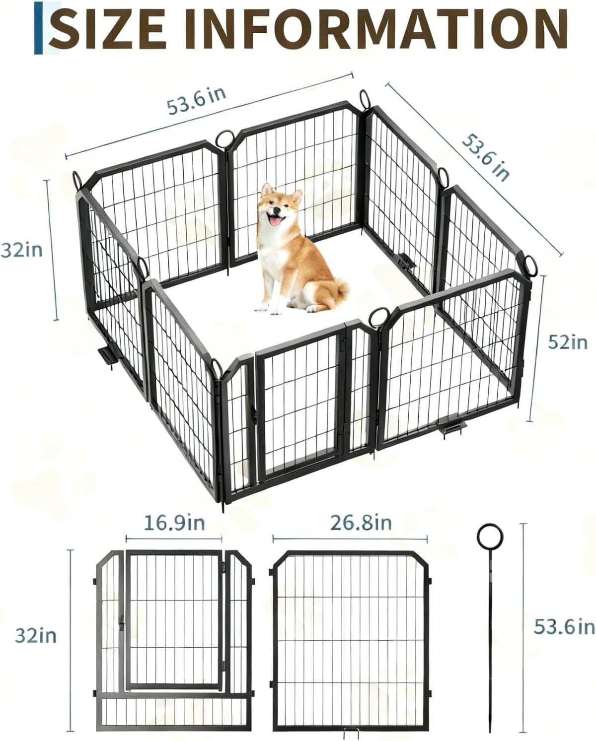 dog playpen indoor 32 inch 8 panels pet, close-up detail