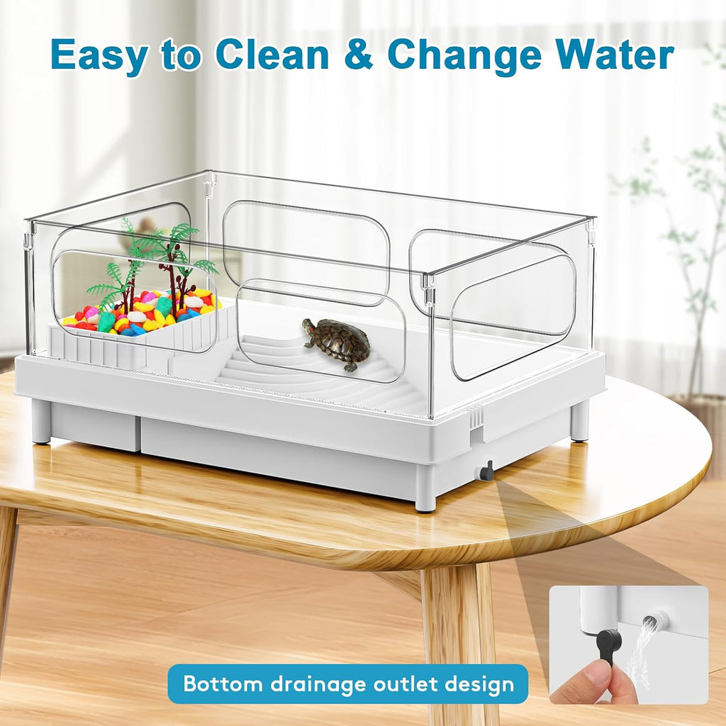 small turtle tank kit with light and filter, package contents