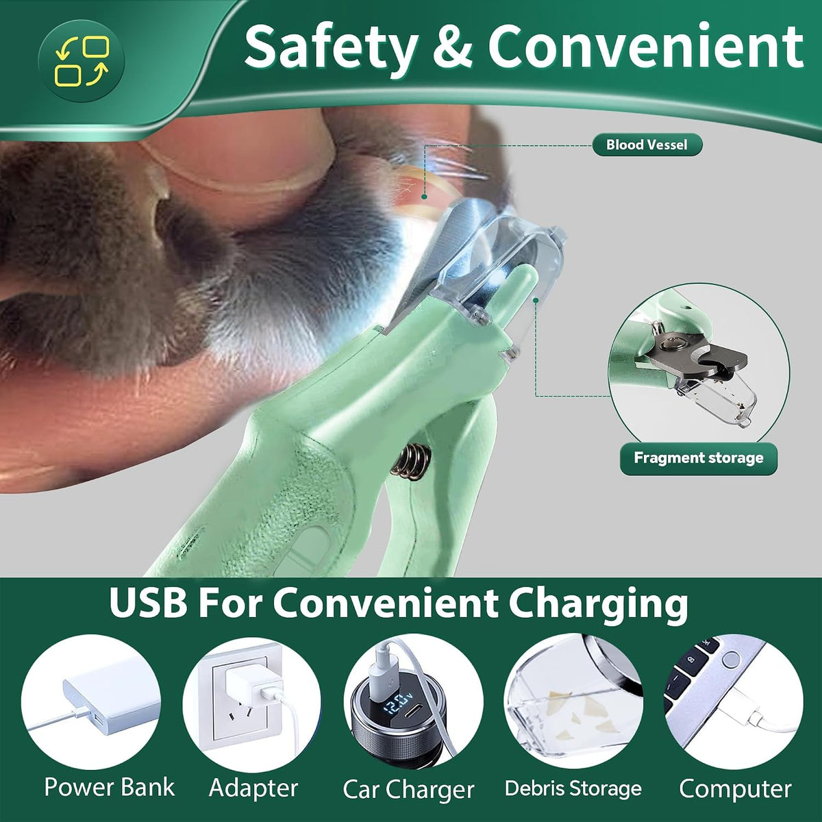 2 in 1 dog nail clippers & cat, close-up detail