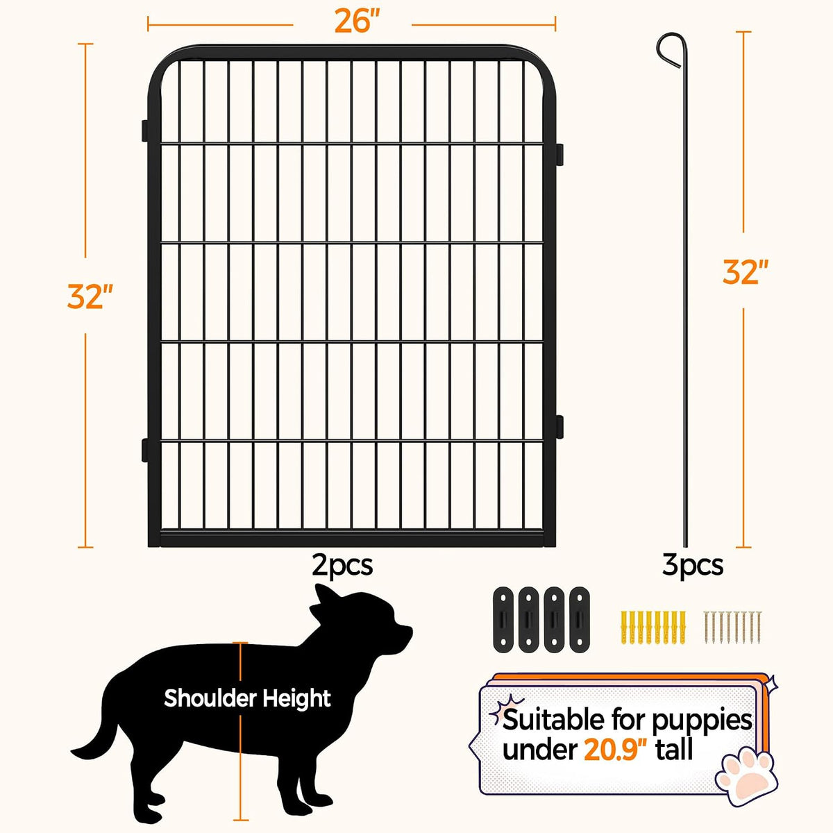 topeakmart dog playpen indoor 32 inch 2 panels, close-up detail