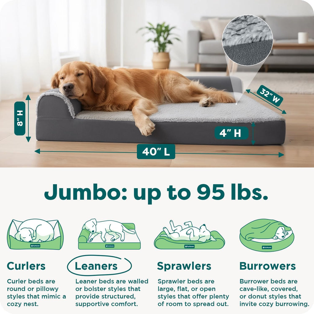 furhaven orthopedic dog bed for large dogs w/, close-up detail