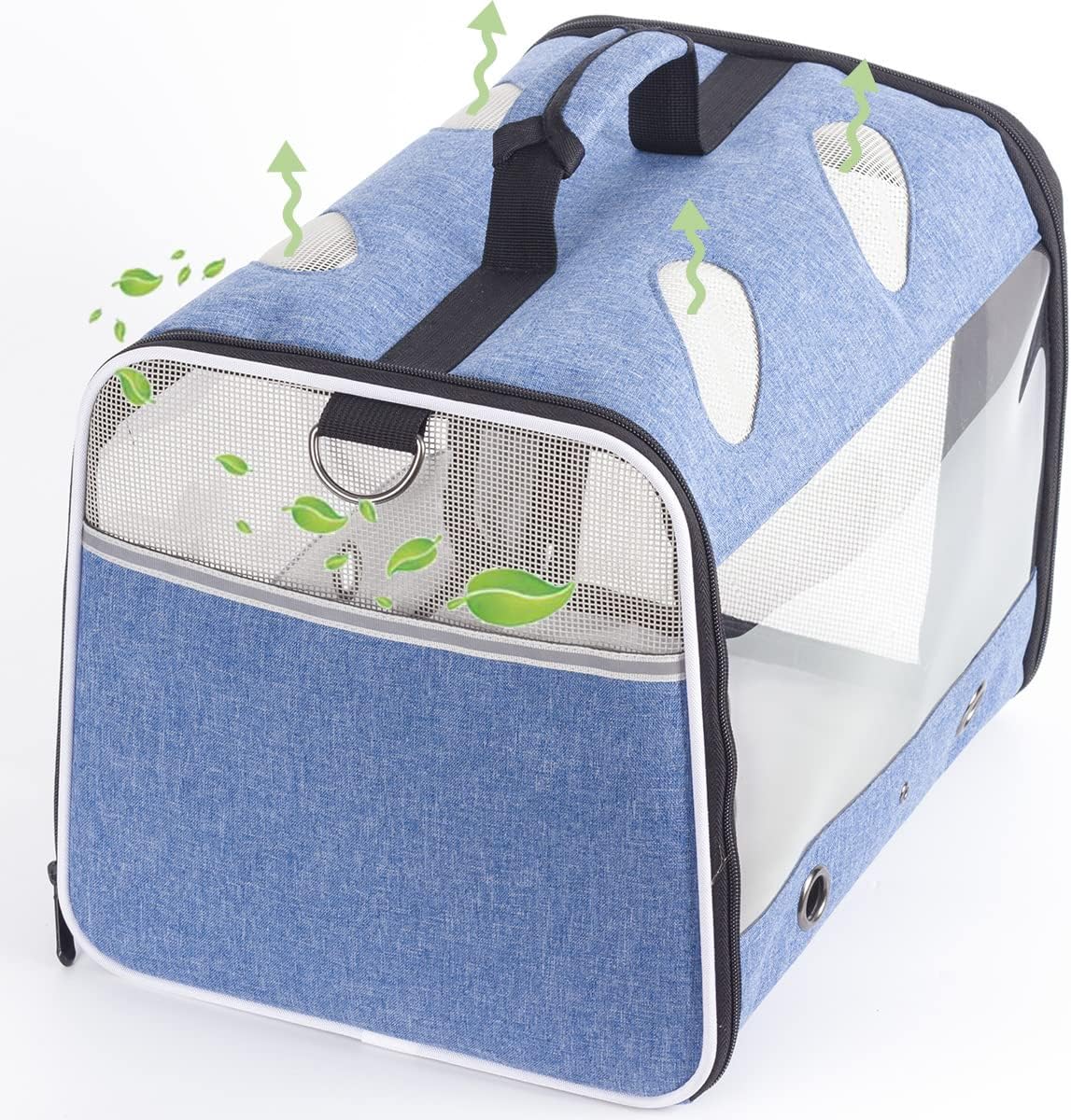 bird travel carrier for parrot with wooden perch, side view