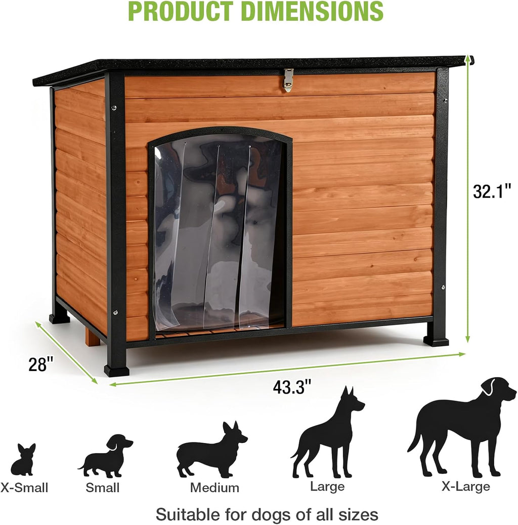 gutinneen large outdoor insulated&heated dog house weatherproof dog, front angle view