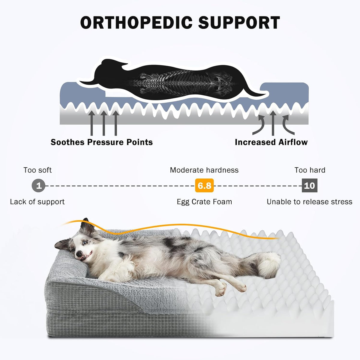 invenho orthopedic dog beds large sized, xl washable shown in use