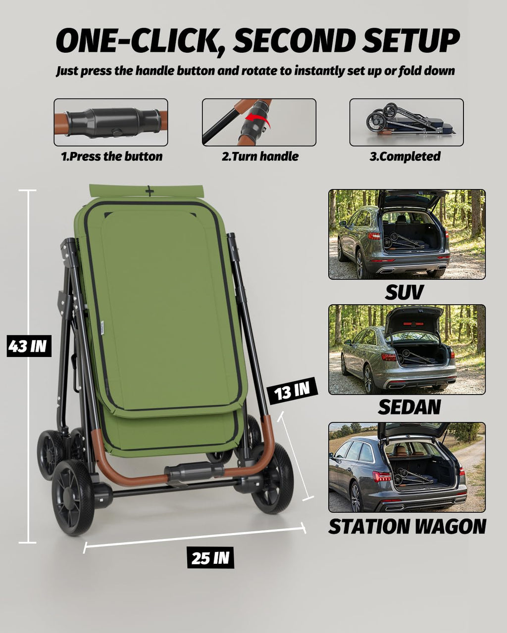 dog stroller for large & medium dogs up, front angle view