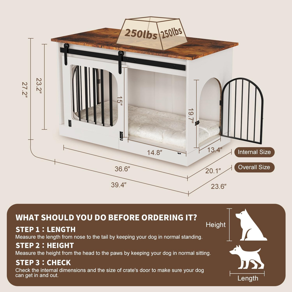 xl dog crate furniture,39.4" decorative dog kennel with shown in use