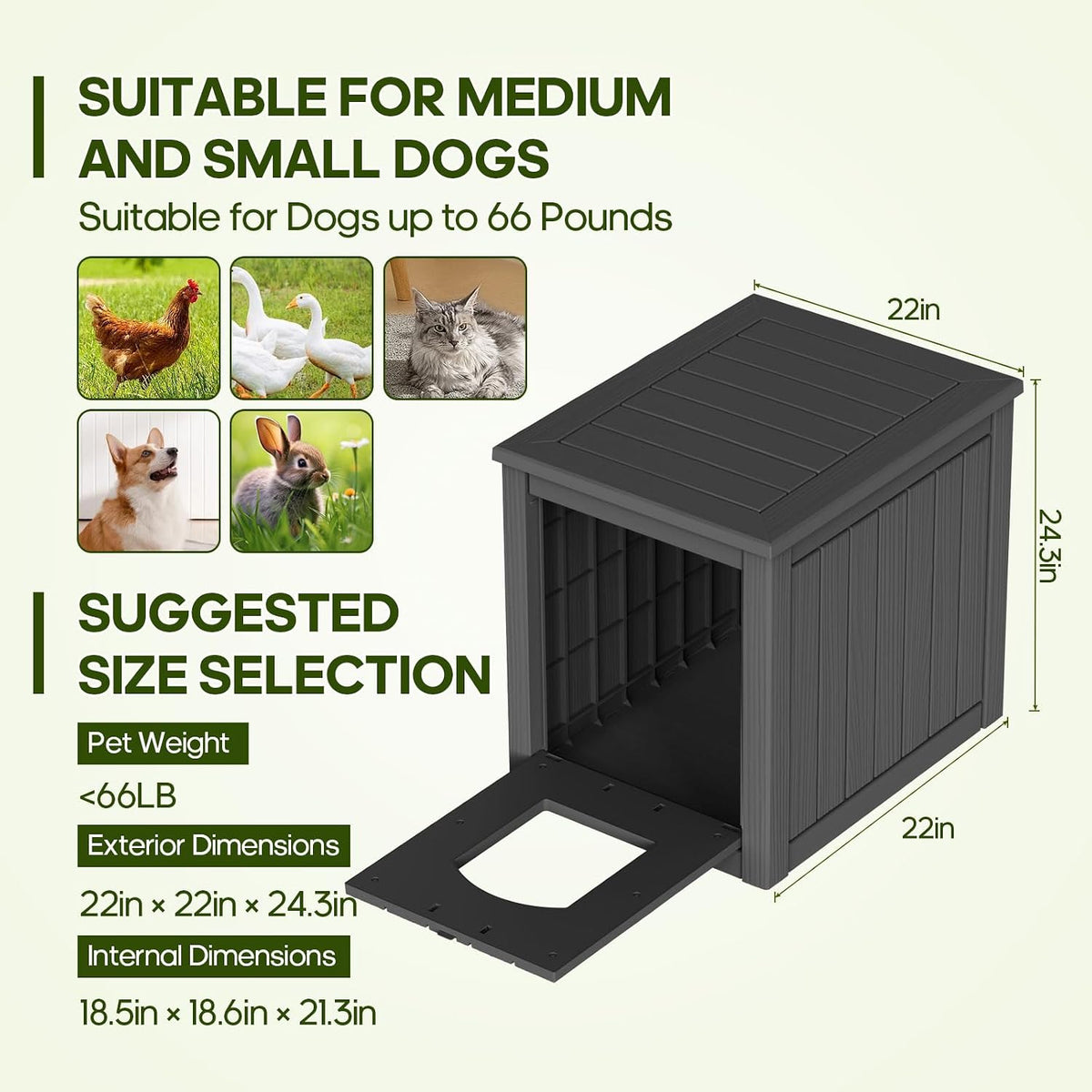 drato outdoor indoor dog house, black, medium shown in use