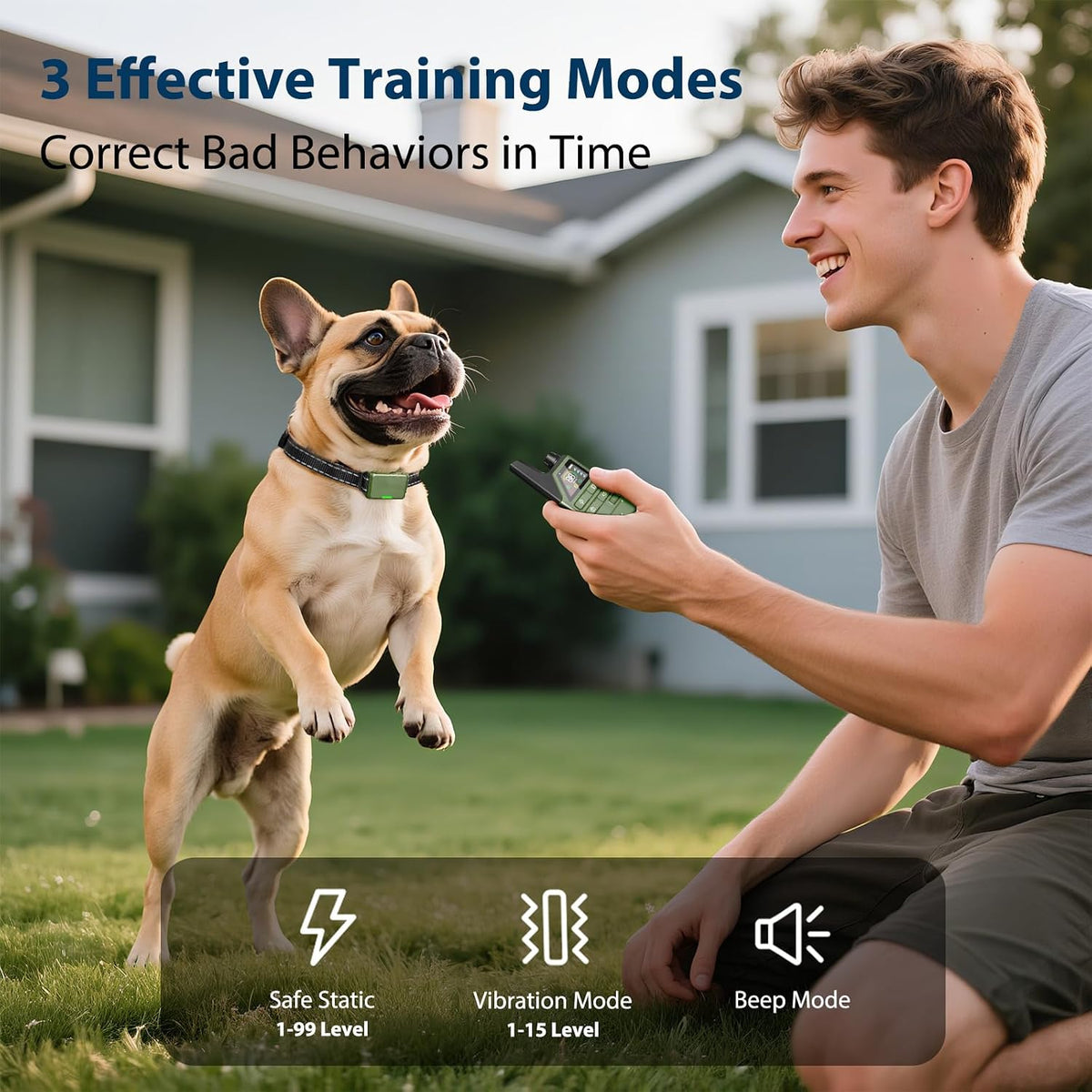 shock collar for 3 dogs, 4200ft remote dog shown in use