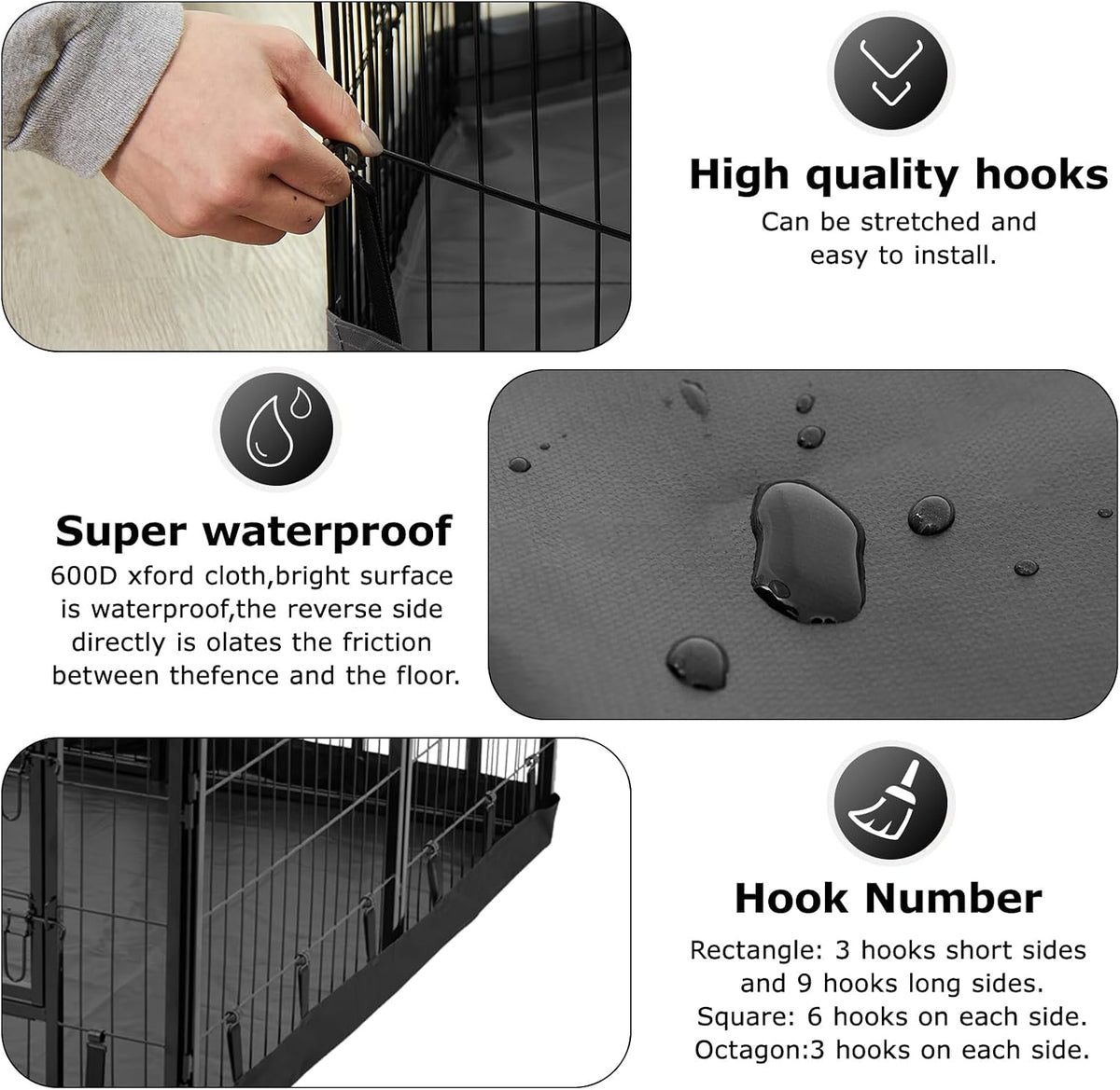pjyucien rectangle playpen bottom pad for 24'' width showing dimensions