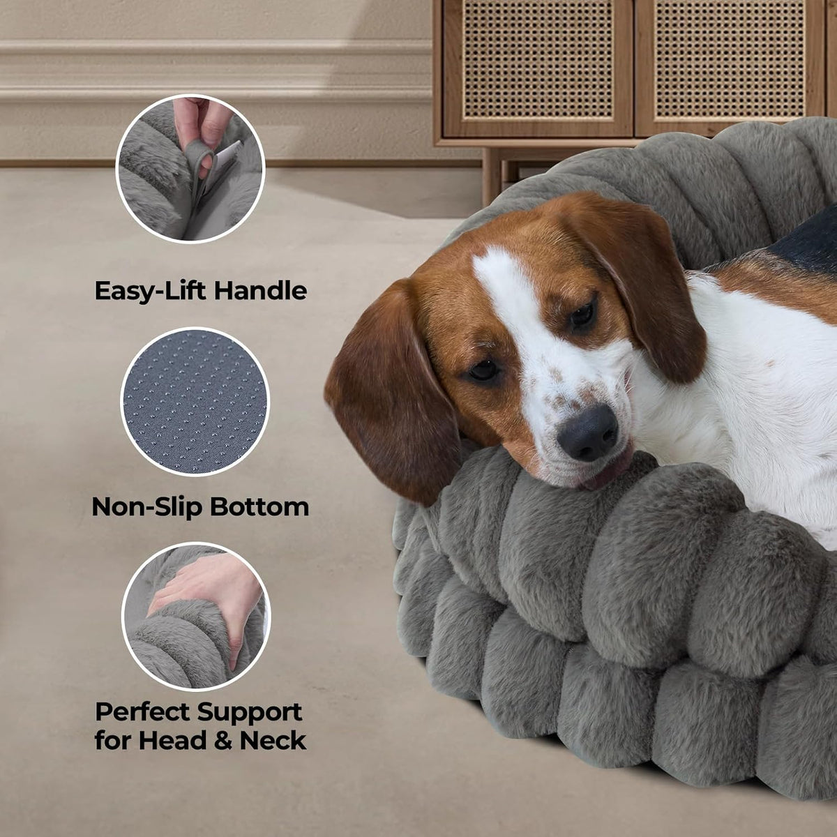 balance calming dog bed for large sized dogs, side view