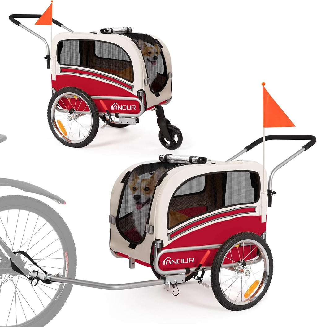 anour 2 in 1 pet bicycle trailer and, main product view