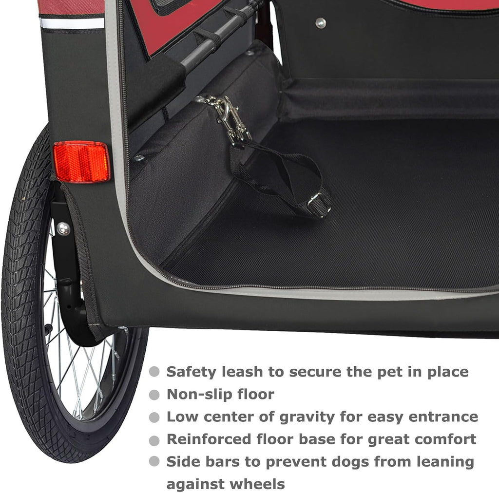 doggyhut® s-line xl pet bike trailer & stroller showing dimensions