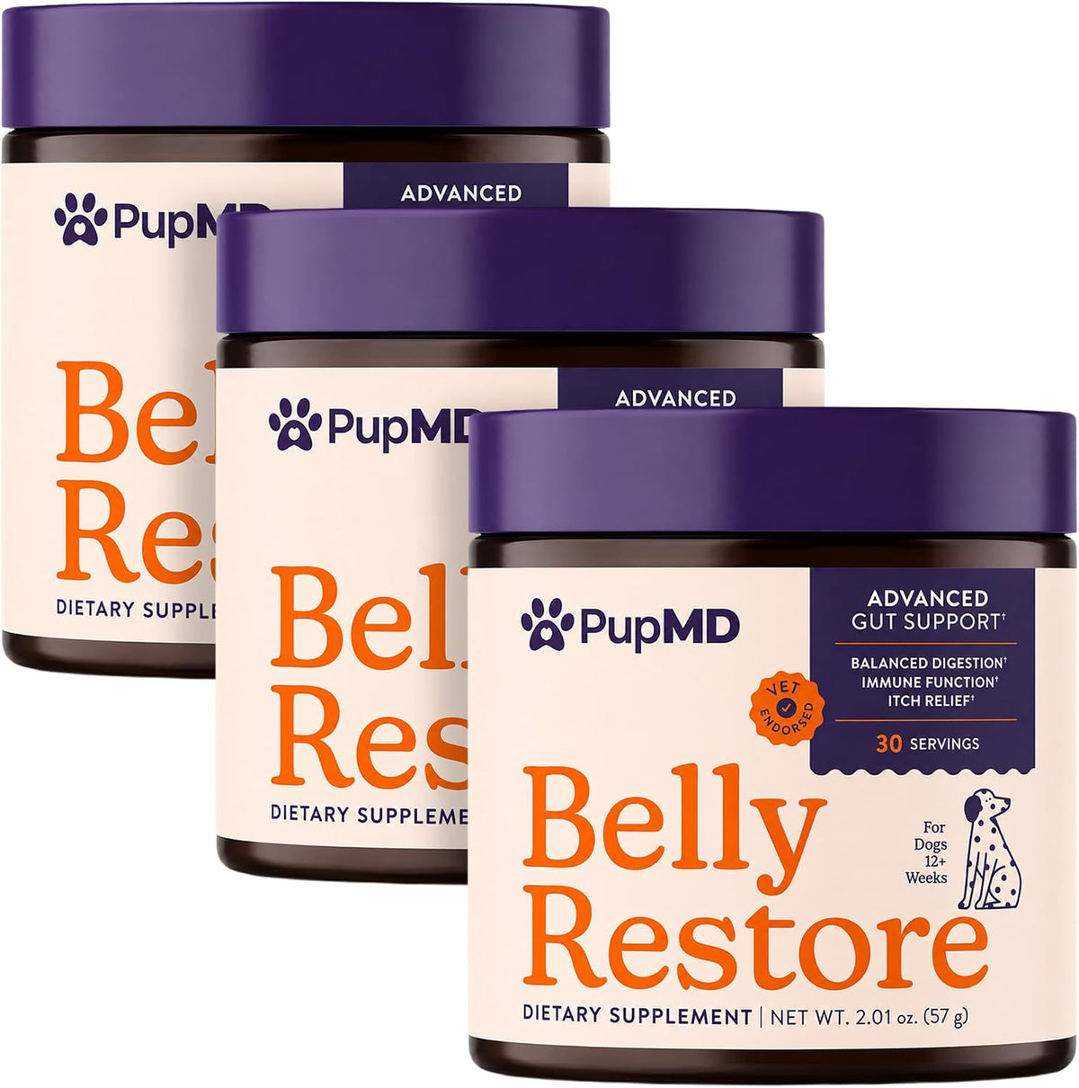 belly restore vet-formulated dog probiotics powder - premium, main product view