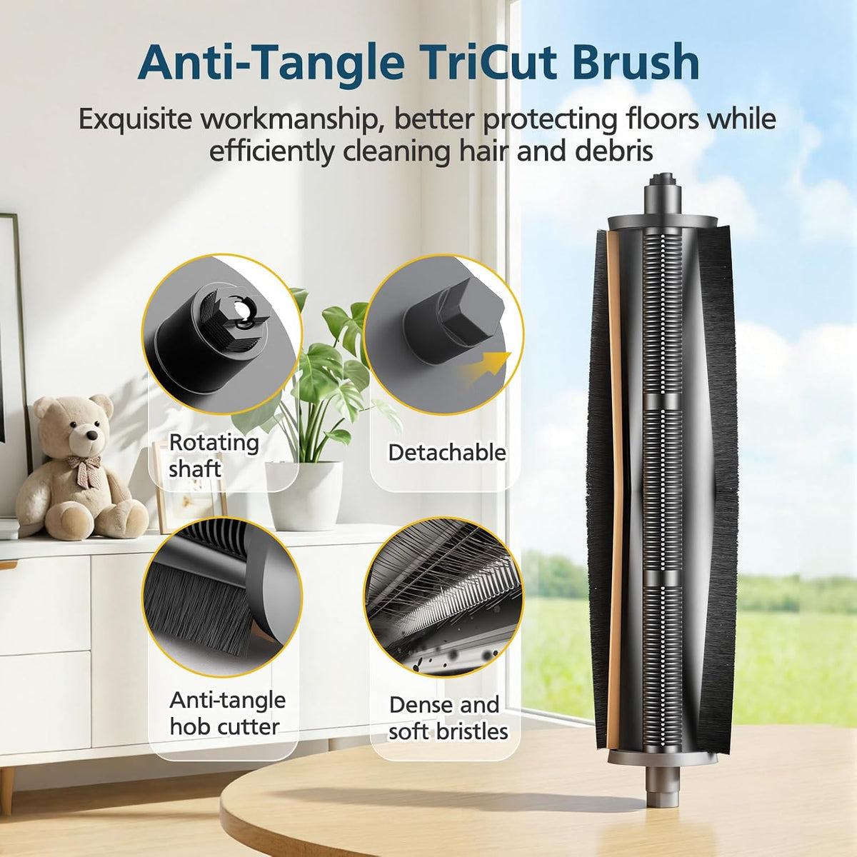 tricut brush accessories for dreame l40 ultra gen, close-up detail