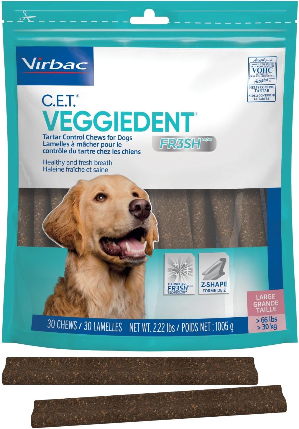 c.e.t. veggiedent fr3sh plaque and tartar control chews, main product view