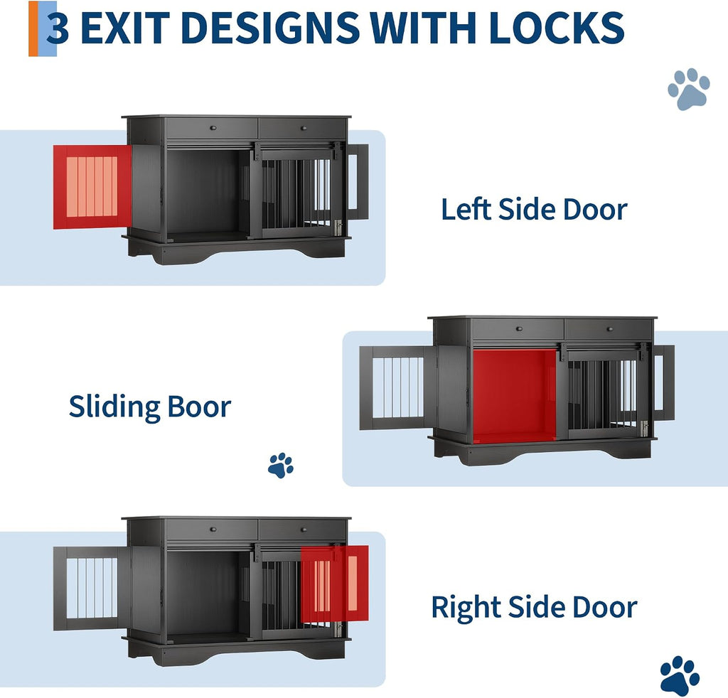 dog furniture crate, 47" large dog crate furniture, close-up detail