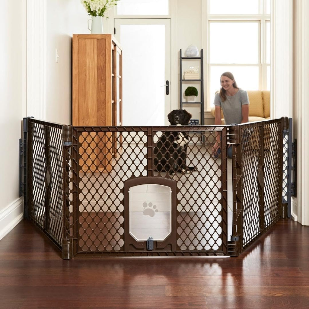 mypet extra wide dog gate with small pet, main product view