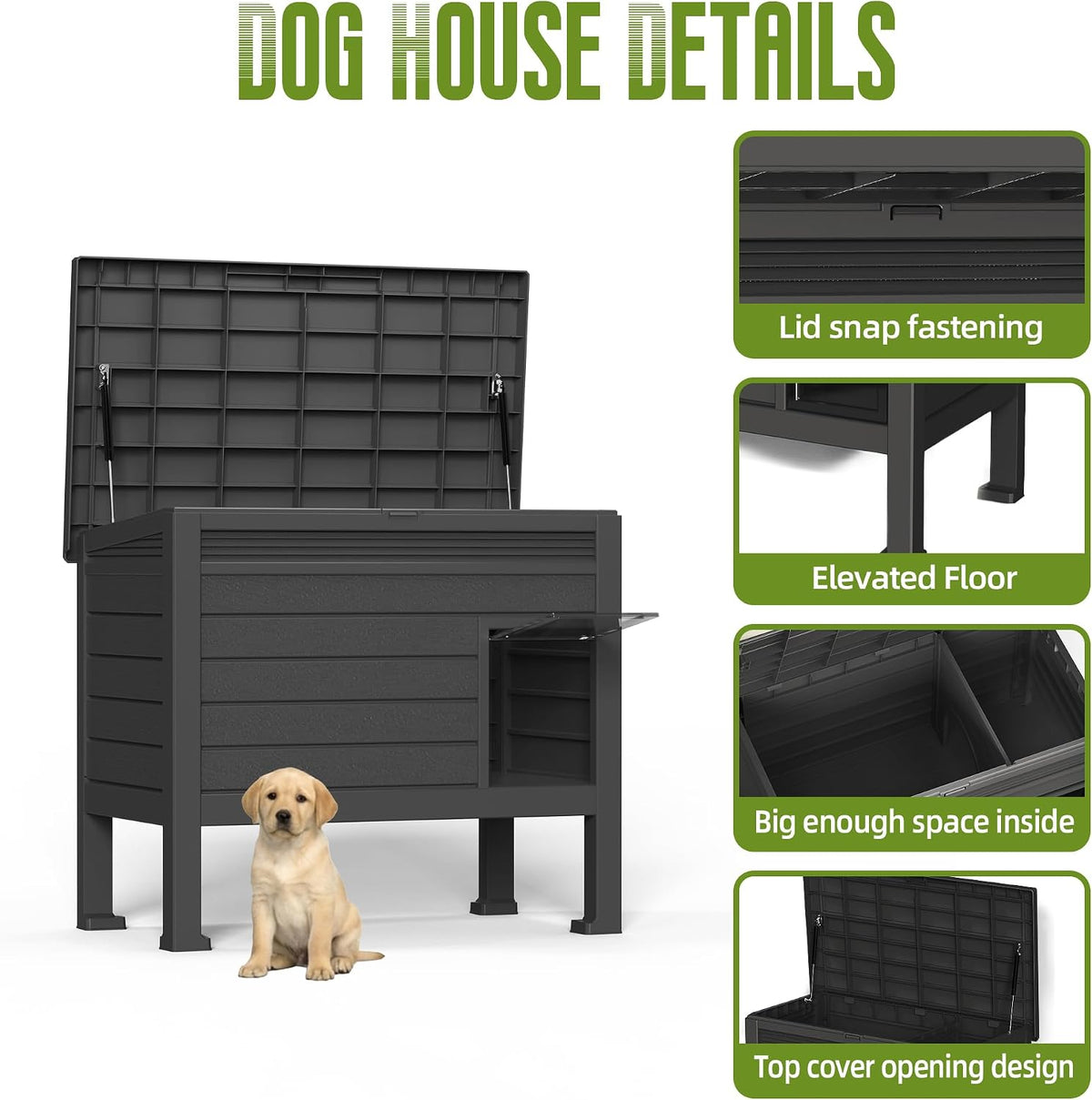 drato indoor & outdoor resin dog house with, close-up detail