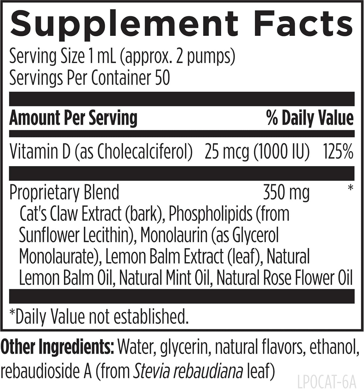 designs for health liposomal cat's claw synergy, 50, close-up detail