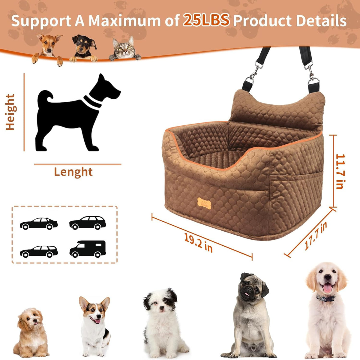 dog car seat for small dogs up to, close-up detail
