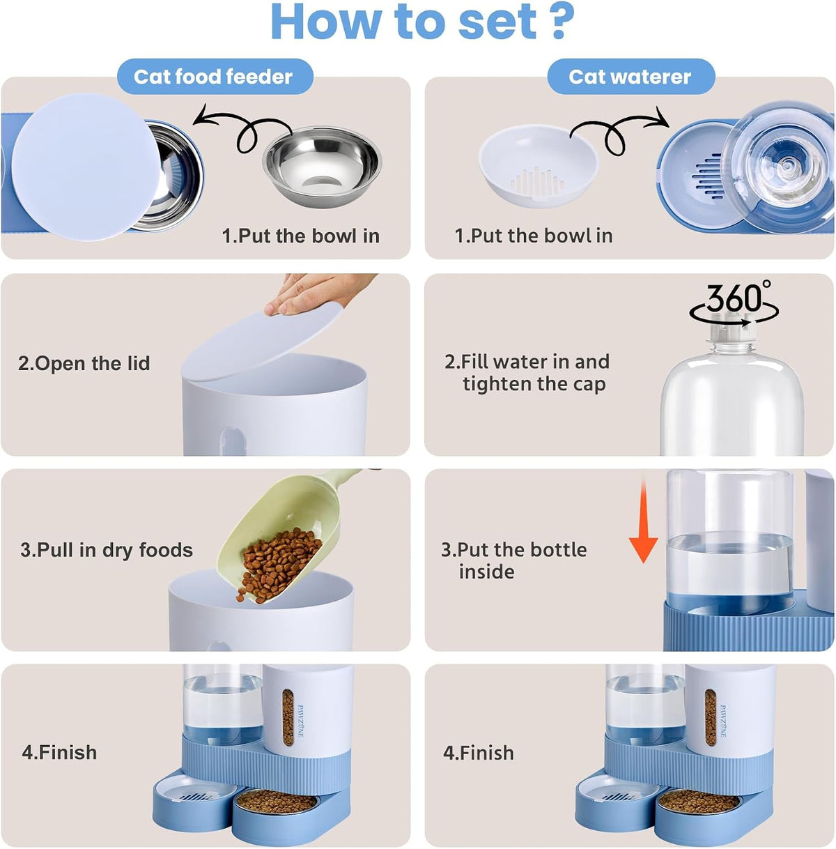 automatic cat feeder stainless steel water dispenser gravity showing dimensions