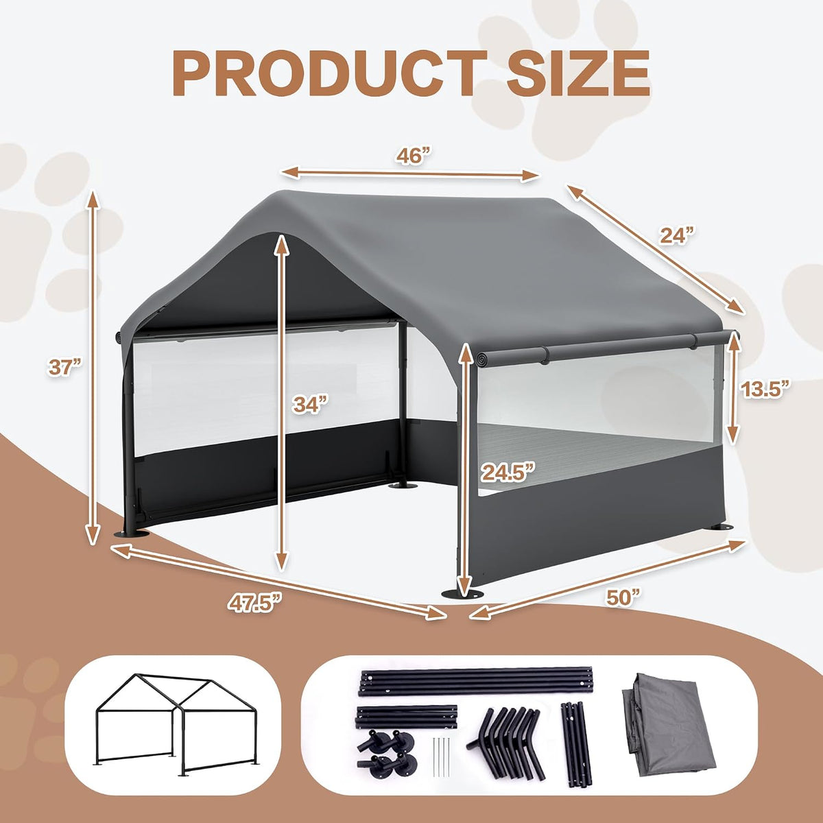 extra large dog shade shelter 4'x4'x3' waterproof, outdoor shown in use