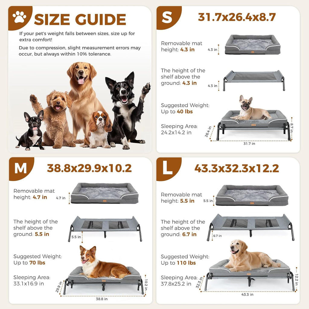 lekereise outdoor elevated dog beds for small dogs shown in use
