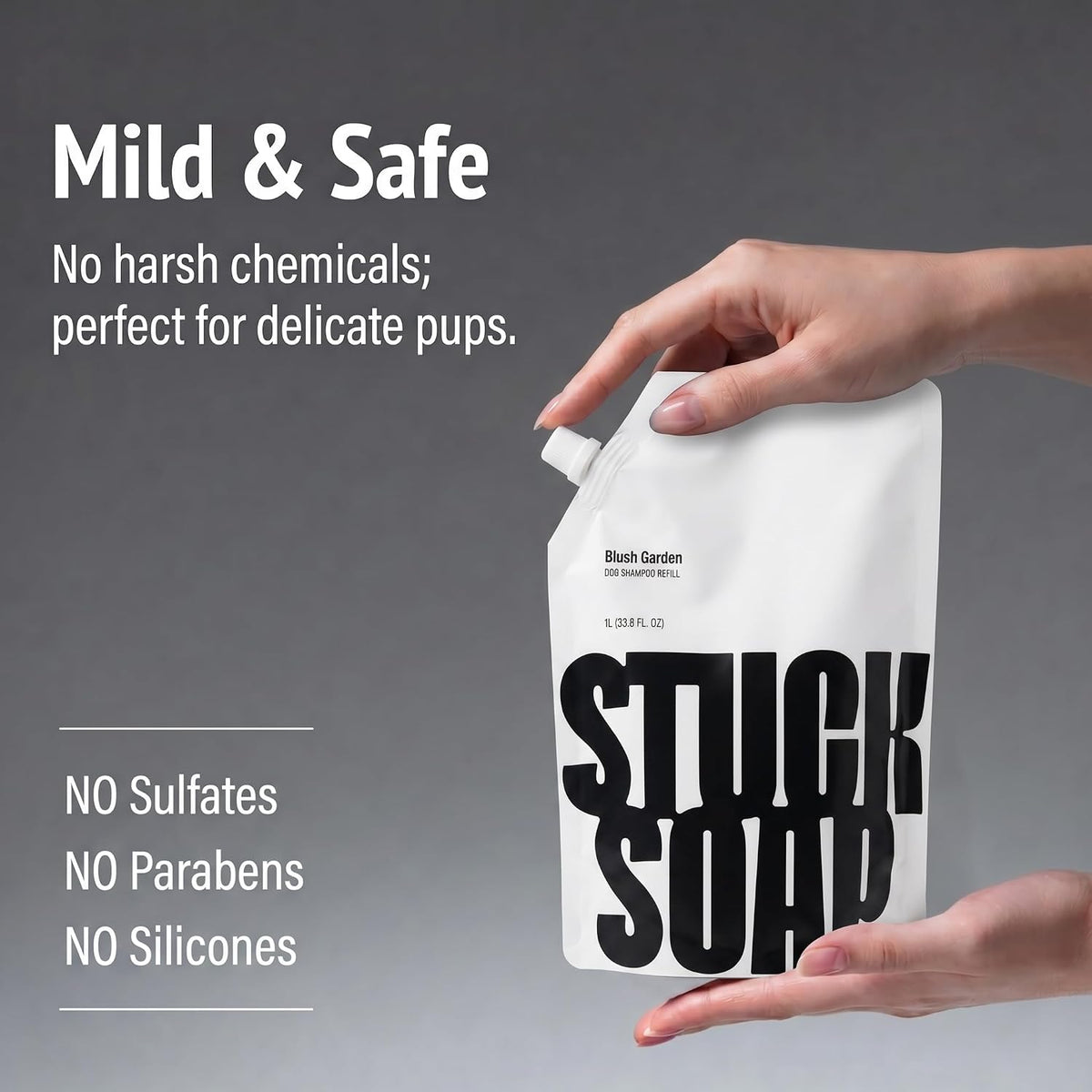 dog shampoo refill 1l for sensitive skin – shown in use