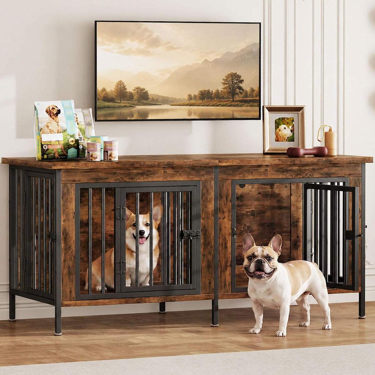 dumos 54" dog crate furniture for 2 dogs, main product view