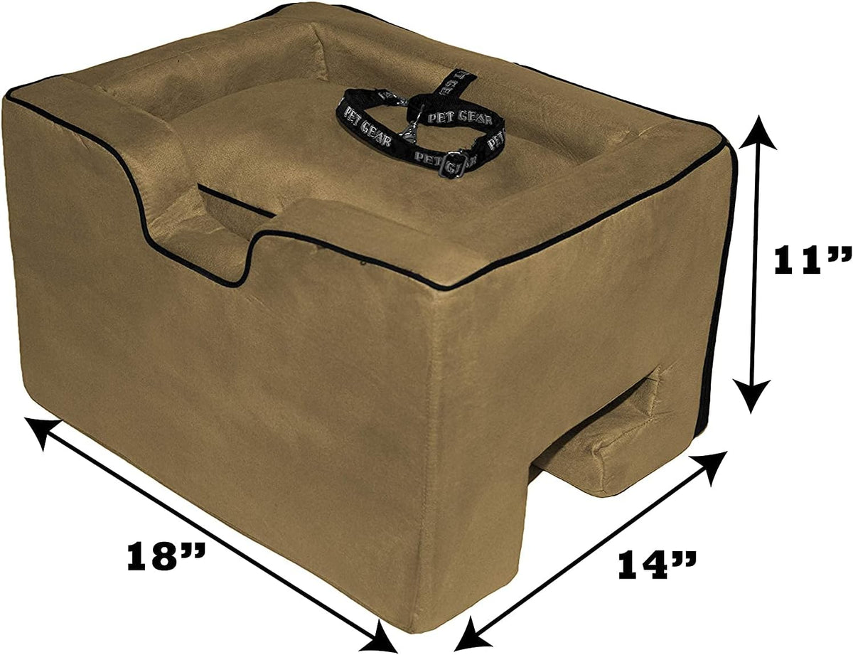 pet gear lookout booster car seat, removable comfort shown in use