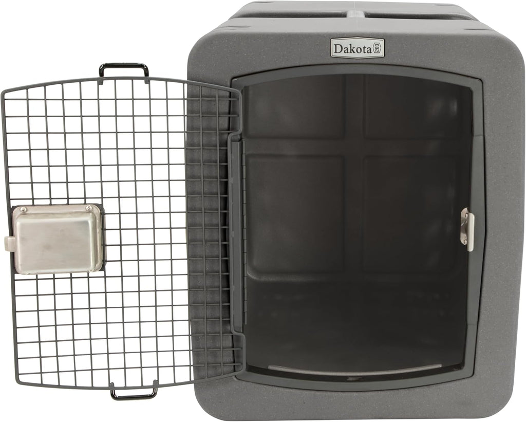 dakota283 medium kennel -frame door- dark granite, side view