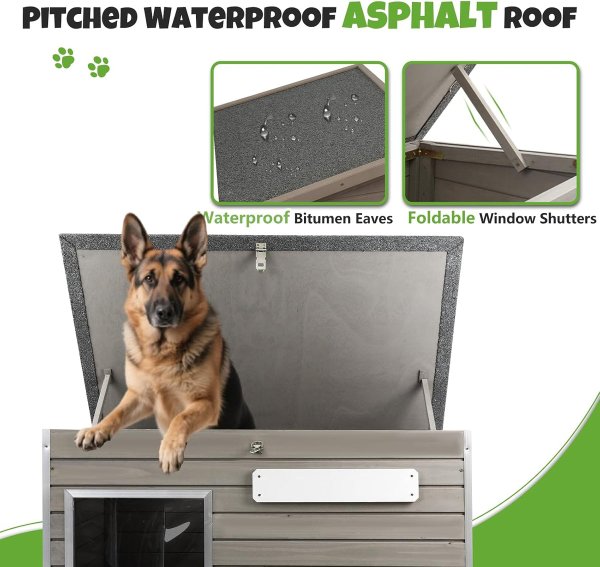 large outdoor dog house, weatherproof wood with chew-resistant, view 9