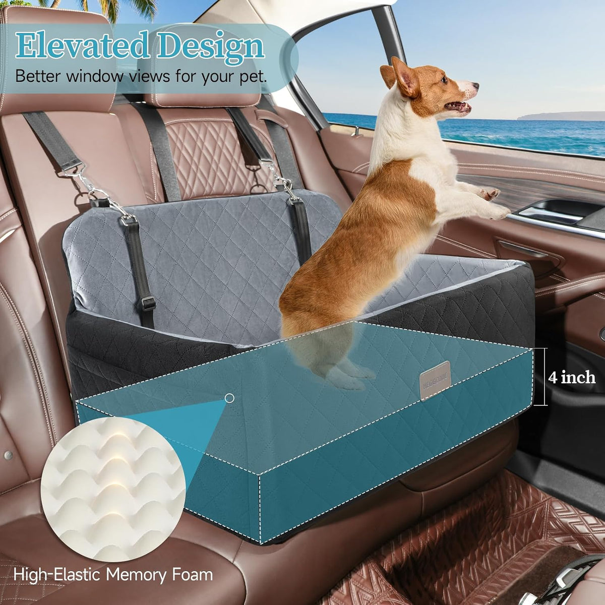 dog car seat for medium large dogs under shown in use