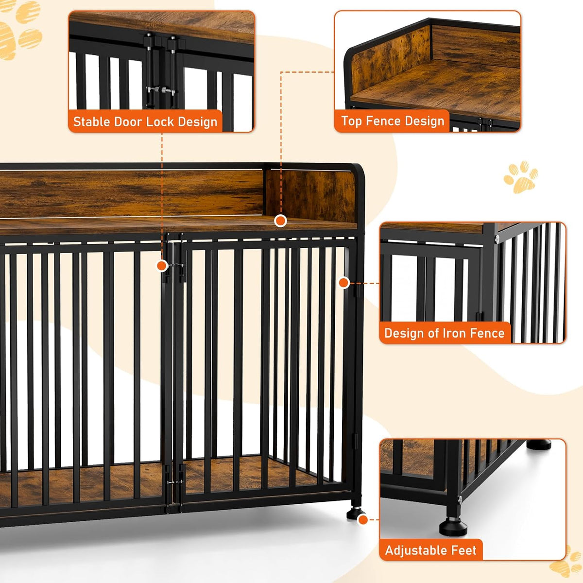 furniture style dog crate, large dog kennel indoor, side view